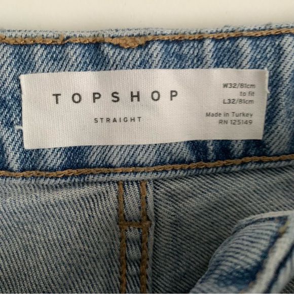 Topshop Raw Hem Crop Straight Leg Jeans - Picture 2 of 6